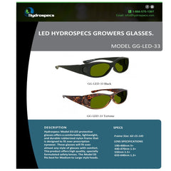 LED Hydrospecs Growers Glasses, Model 33- #GG-LED-33