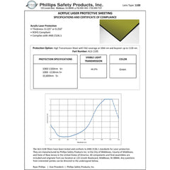 ALS 1100 Laser Protective Acrylic Sheet, Green