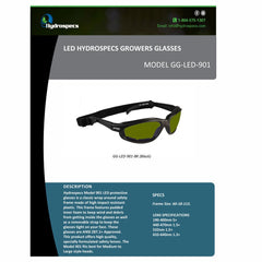 LED Hydrospecs Growers Glasses, Model 901- #GG-LED-901