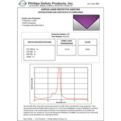 DYE Laser Protective Acrylic Sheet, Violet