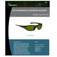 LED Hydrospecs Growers Glasses, Model 703- #GG-LED-703