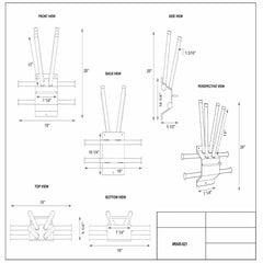 Wall Mounted Steel Multi Apron and Glove rack, with Two Bars and Four Glove Holders #RAR-821