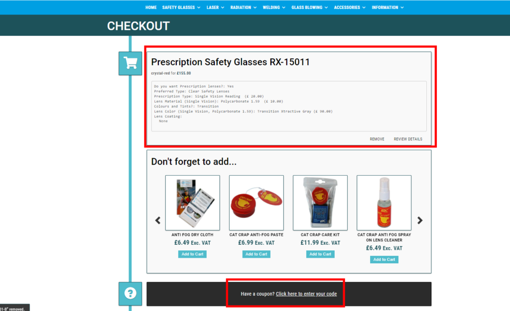 Buy Prescription Safety Glasses online Step 10