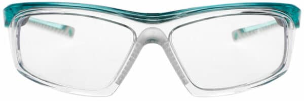 Prescription-Safety-Glasses-T9559-Clear-Teal-Frame-Angled-Front-RX-T9559-BL-768x255